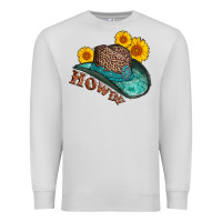 Dove Grey howdy leopard tooled leather hat Premium Sweatshirt - AdoDesignShop
