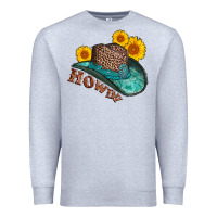 Heather Grey howdy leopard tooled leather hat Premium Sweatshirt - AdoDesignShop