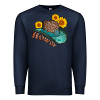 Navy howdy leopard tooled leather hat Premium Sweatshirt - AdoDesignShop