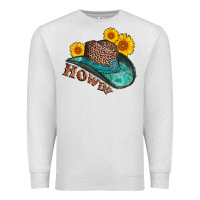 Oatmeal Heather howdy leopard tooled leather hat Premium Sweatshirt - AdoDesignShop