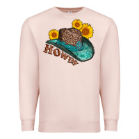 Pale Pink howdy leopard tooled leather hat Premium Sweatshirt - AdoDesignShop