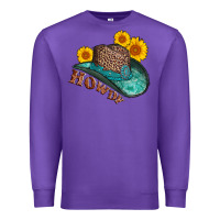 Purple howdy leopard tooled leather hat Premium Sweatshirt - AdoDesignShop
