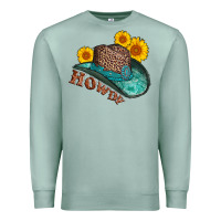 Seafoam howdy leopard tooled leather hat Premium Sweatshirt - AdoDesignShop