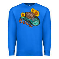 True Royal howdy leopard tooled leather hat Premium Sweatshirt - AdoDesignShop