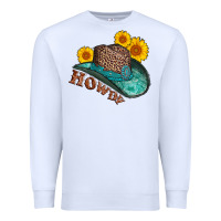 White howdy leopard tooled leather hat Premium Sweatshirt - AdoDesignShop