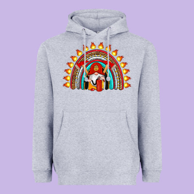 Firefighter Gnomes Rainbow Heavyweight Hoodie Designed By Artiststas