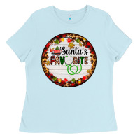 Baby Blue santa's favorite custom medical occupation Ladies Tee - AdoDesignShop