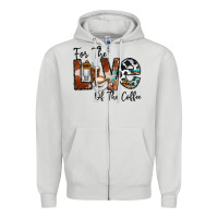 Dove Grey for the love of the coffe Zipper Hoodie - CowhideDigitalArt