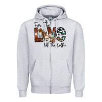 Heather Grey for the love of the coffe Zipper Hoodie - CowhideDigitalArt