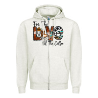 Oatmeal Heather for the love of the coffe Zipper Hoodie - CowhideDigitalArt