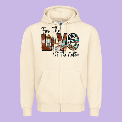 For The Love Of The Coffe Zipper Hoodie Designed By Cowhidedigitalart