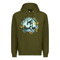Army Green just breathe Premium Hoodie - MaliasSmallBusiness