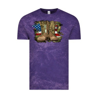 Cloud Purple american flag with army boots Vintage Tee - RanaPortraitStore