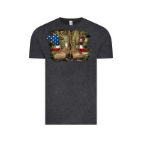 Vintage Black american flag with army boots Vintage Tee - RanaPortraitStore