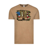 Vintage Coffee american flag with army boots Vintage Tee - RanaPortraitStore