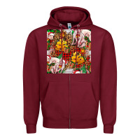 Burgundy christmas pig  tartan with  hay and christmas ligh Zipper Hoodie - FaDigitalArtStudio