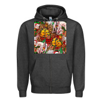 Charcoal Heather christmas pig  tartan with  hay and christmas ligh Zipper Hoodie - FaDigitalArtStudio