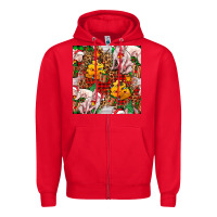 Red christmas pig  tartan with  hay and christmas ligh Zipper Hoodie - FaDigitalArtStudio