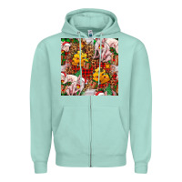 Seafoam christmas pig  tartan with  hay and christmas ligh Zipper Hoodie - FaDigitalArtStudio