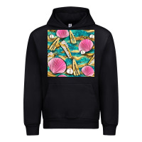 Black hair clasp and sea shells with leopard beach seamless pattern bbs Urban Hoodie - BundleAndBundleShop