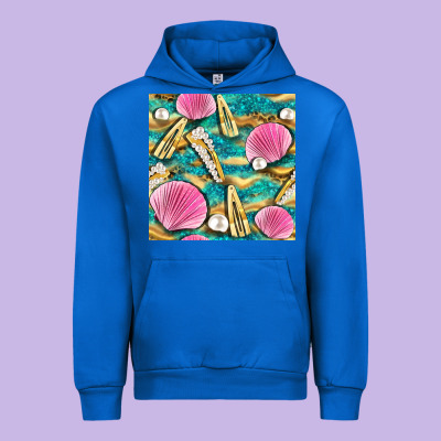 Hair Clasp And Sea Shells With Leopard Beach Seamless Pattern Bbs Urban Hoodie Designed By Bundleandbundleshop