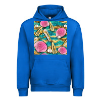 Cobalt hair clasp and sea shells with leopard beach seamless pattern bbs Urban Hoodie - BundleAndBundleShop