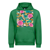 Emerald hair clasp and sea shells with leopard beach seamless pattern bbs Urban Hoodie - BundleAndBundleShop