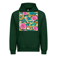 Forest Green hair clasp and sea shells with leopard beach seamless pattern bbs Urban Hoodie - BundleAndBundleShop
