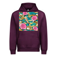 Mauve Wine hair clasp and sea shells with leopard beach seamless pattern bbs Urban Hoodie - BundleAndBundleShop