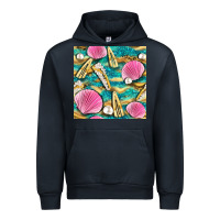 Navy hair clasp and sea shells with leopard beach seamless pattern bbs Urban Hoodie - BundleAndBundleShop