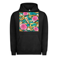 Pigment Black hair clasp and sea shells with leopard beach seamless pattern bbs Urban Hoodie - BundleAndBundleShop