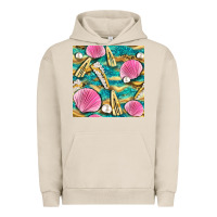 Pigment French Oak hair clasp and sea shells with leopard beach seamless pattern bbs Urban Hoodie - BundleAndBundleShop