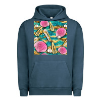 Pigment Midnight Navy hair clasp and sea shells with leopard beach seamless pattern bbs Urban Hoodie - BundleAndBundleShop