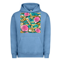 Pigment Pebble Blue hair clasp and sea shells with leopard beach seamless pattern bbs Urban Hoodie - BundleAndBundleShop