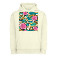 Pigment Pistachio hair clasp and sea shells with leopard beach seamless pattern bbs Urban Hoodie - BundleAndBundleShop