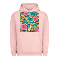 Pigment Salmon hair clasp and sea shells with leopard beach seamless pattern bbs Urban Hoodie - BundleAndBundleShop