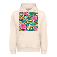 Sandshell hair clasp and sea shells with leopard beach seamless pattern bbs Urban Hoodie - BundleAndBundleShop