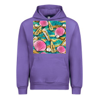 Tulip hair clasp and sea shells with leopard beach seamless pattern bbs Urban Hoodie - BundleAndBundleShop