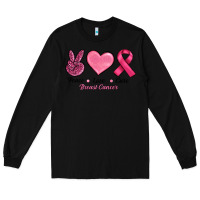 Black breast cancer peace love cure Long Sleeve Tee - RanaPortraitStore