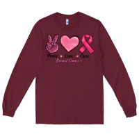 Burgundy breast cancer peace love cure Long Sleeve Tee - RanaPortraitStore