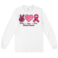 White breast cancer peace love cure Long Sleeve Tee - RanaPortraitStore