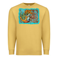 Antique Gold western wooden wheel cowboy boots Premium Sweatshirt - AdoDesignShop