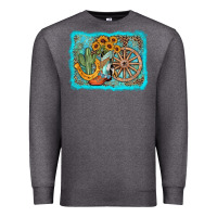 Charcoal Heather western wooden wheel cowboy boots Premium Sweatshirt - AdoDesignShop