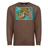 Chestnut western wooden wheel cowboy boots Premium Sweatshirt - AdoDesignShop