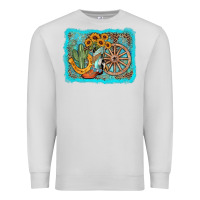 Dove Grey western wooden wheel cowboy boots Premium Sweatshirt - AdoDesignShop