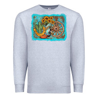 Heather Grey western wooden wheel cowboy boots Premium Sweatshirt - AdoDesignShop