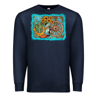 Navy western wooden wheel cowboy boots Premium Sweatshirt - AdoDesignShop