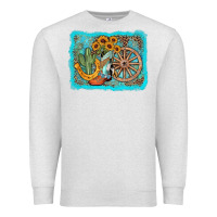 Oatmeal Heather western wooden wheel cowboy boots Premium Sweatshirt - AdoDesignShop