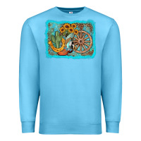 Ocean Blue western wooden wheel cowboy boots Premium Sweatshirt - AdoDesignShop