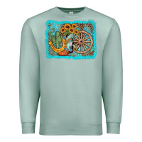 Seafoam western wooden wheel cowboy boots Premium Sweatshirt - AdoDesignShop